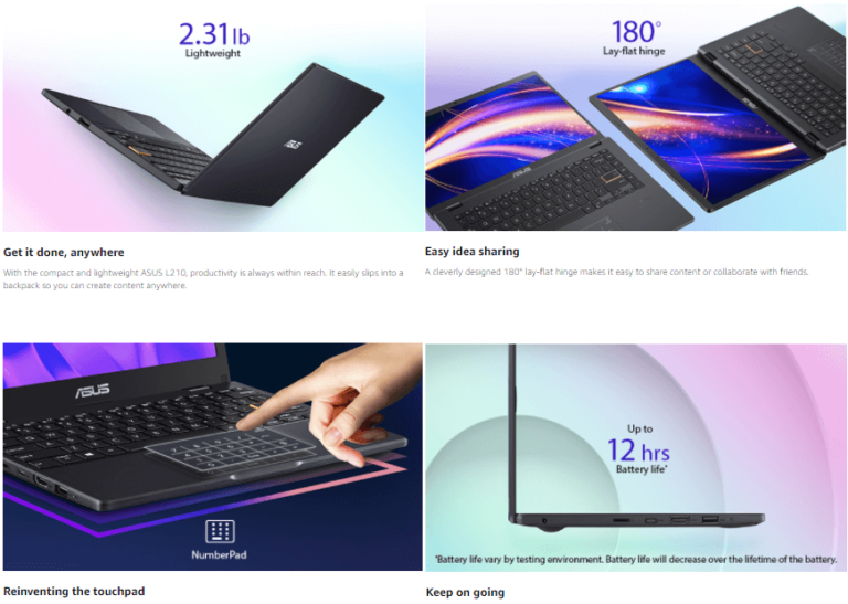 ASUS Laptop L210 64GB Storage 11.6 inch Ultra Thin Laptop