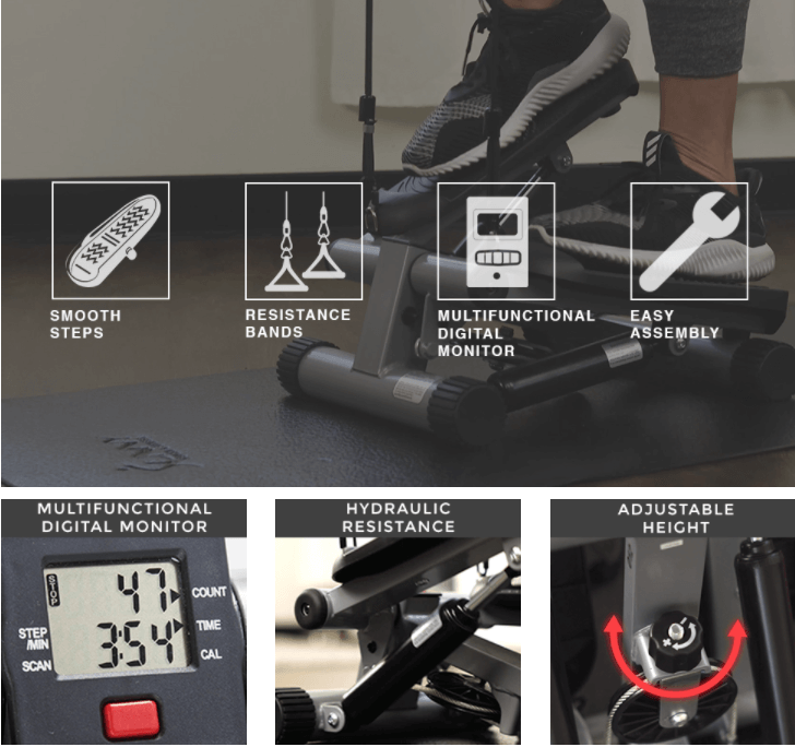 mini stepper with resistance bands walmart