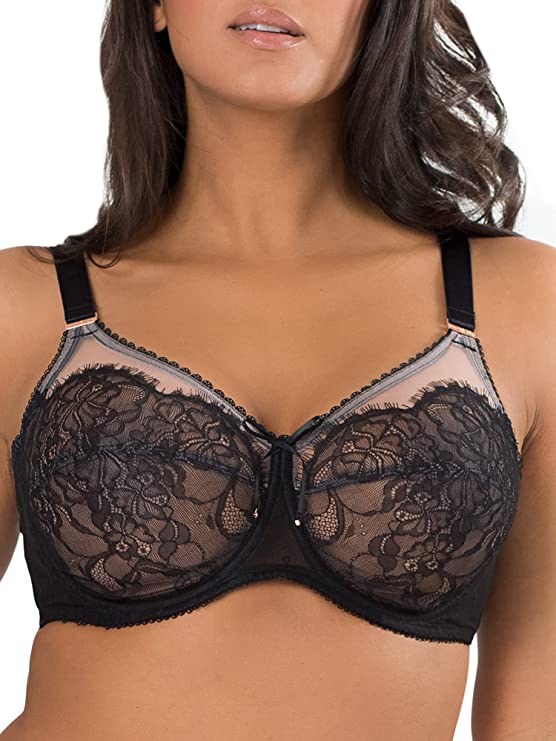 Deyllo Women's Lace Balconette Bra See Through Demi Unlined Bras sexy and  cute - 34C