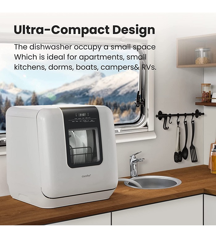 COMFEE' Countertop Portable Dishwasher with 6L Builtin Water Tank